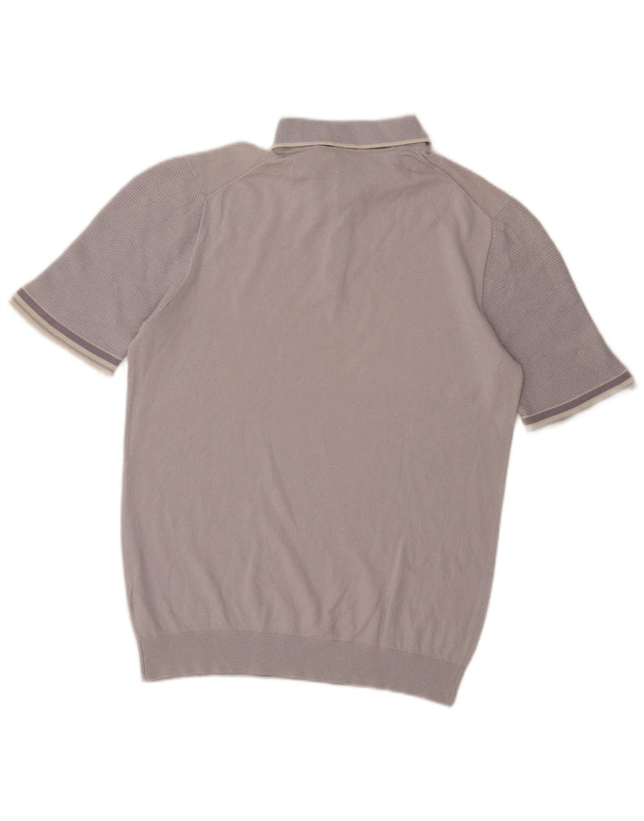 Camisa polo masculina Reiss algodão cinza médio