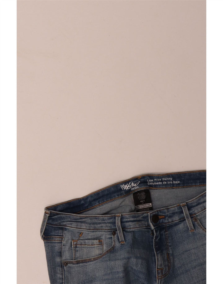 Calça jeans skinny feminina MOSSIMO cintura baixa EUA 14 grande W34 L28 algodão azul