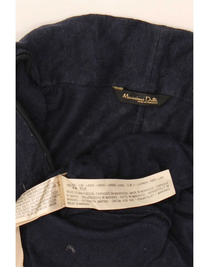 Blusa feminina Massimo Dutti UK 18 XL azul marinho linho