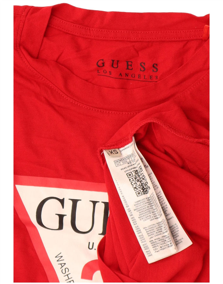 Camiseta feminina Guess com estampa gráfica UK 2 2XS algodão vermelho