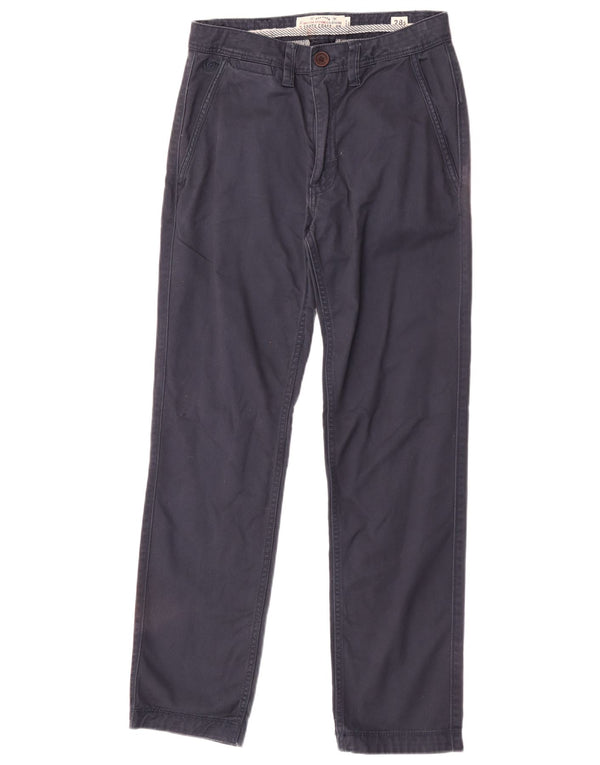 Calça chino reta masculina Fat Face W28 L30 algodão azul marinho