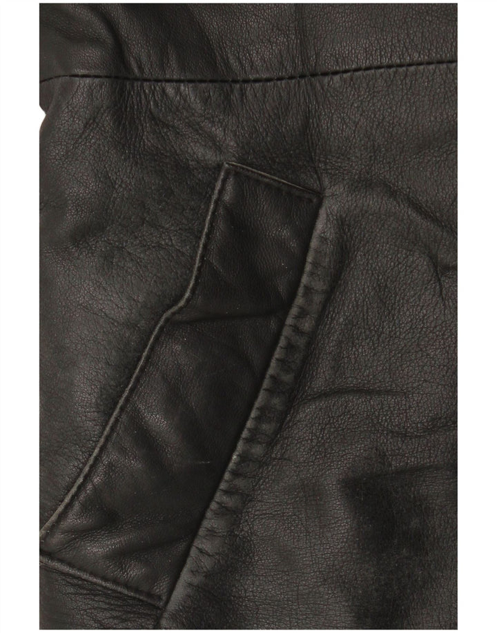 Jaqueta de couro feminina Dama IT 44 couro colorblock preto médio