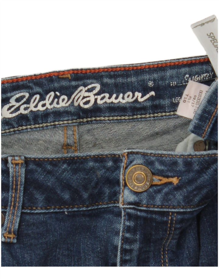 Calça jeans feminina Eddie Bauer ligeiramente curvilínea reta EUA 10 grande W30 L33 azul