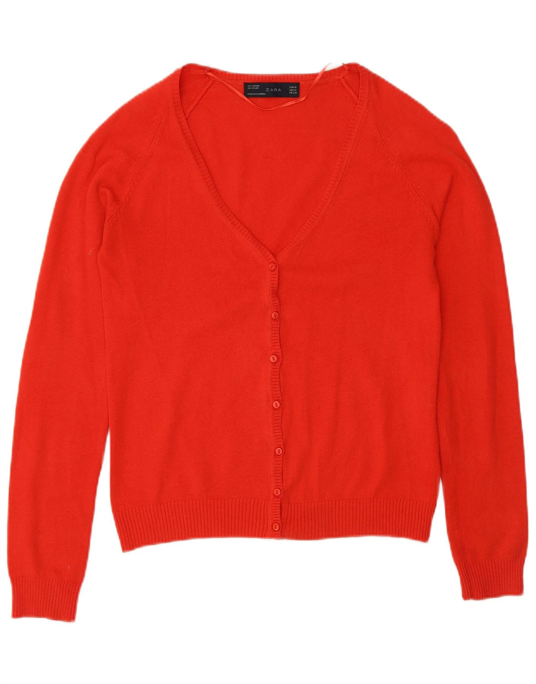 Suéter cardigã feminino Zara Reino Unido 12 algodão vermelho médio