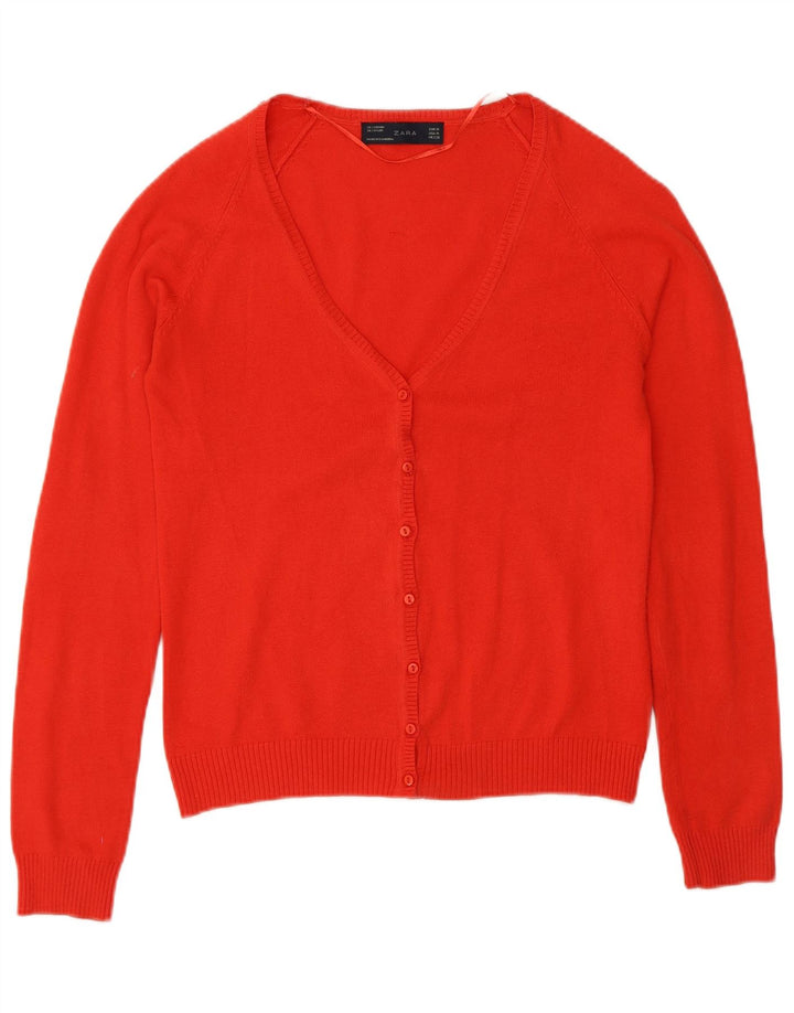 Suéter cardigã feminino Zara Reino Unido 12 algodão vermelho médio