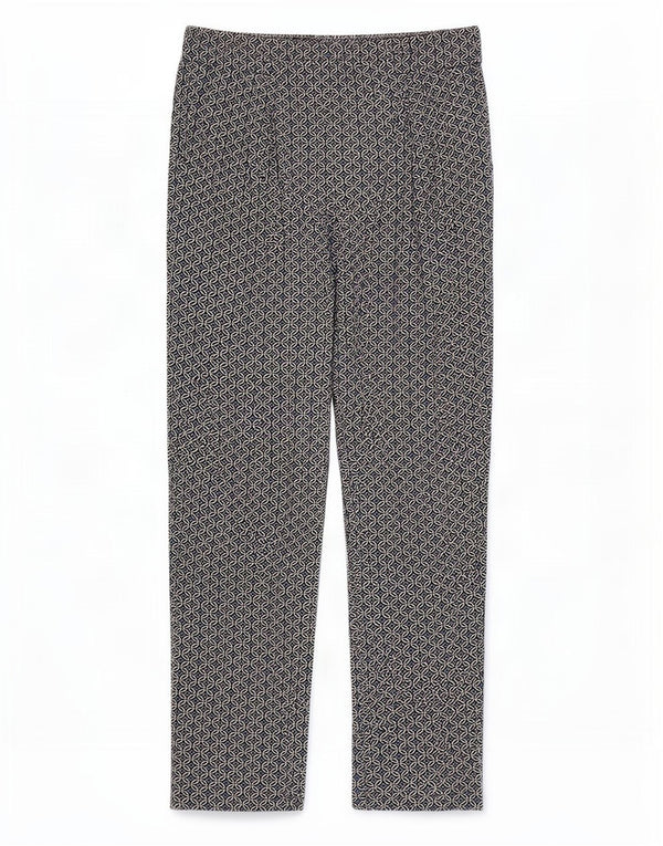 Calças cortadas femininas Marks & Spencer UK 12 médio W32 L26 azul geométrico