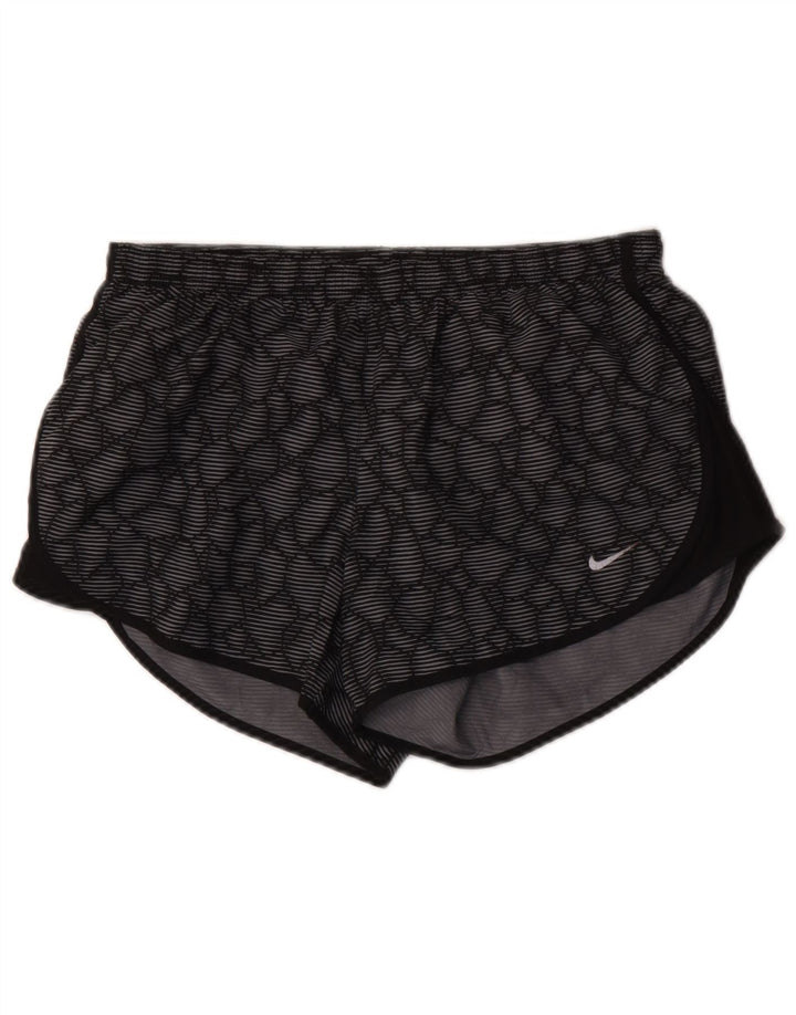 Shorts esportivos femininos Nike Dri Fit UK 10 poliéster geométrico cinza pequeno