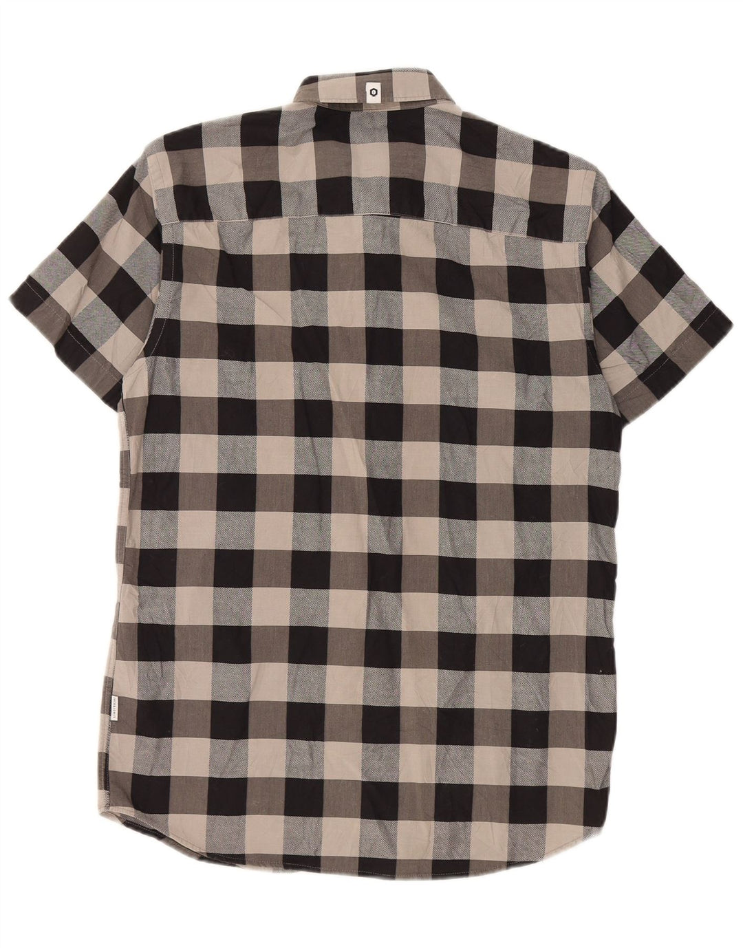 Camisa masculina de manga curta slim fit Jack & Jones pequena cinza xadrez algodão