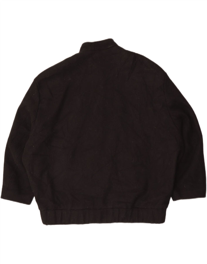Zara Jaqueta bomber feminina de manga 3/4 grande Reino Unido 14 lã preta média