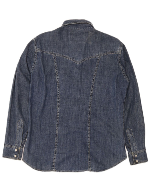 Camisa jeans Wrangler feminina ocidental Reino Unido 10 algodão azul pequeno
