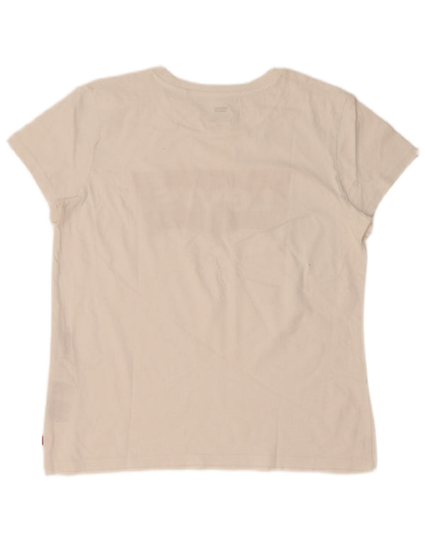 Camiseta feminina gráfica Levi's UK 16 grande algodão branco