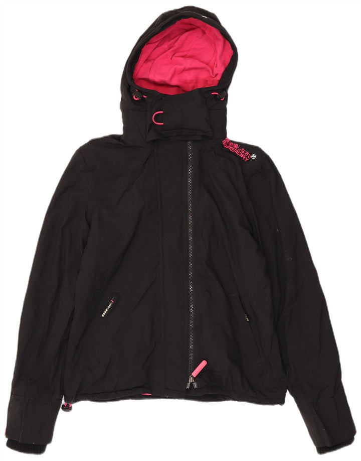 Jaqueta corta-vento feminina SUPERDRY com capuz e capuz Reino Unido 14 médio preto
