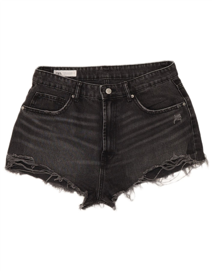 Calça feminina jeans desgastada Zara EU 44 XL W34 algodão cinza