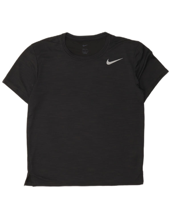 Camiseta masculina Nike Dri Fit Top médio preto manchado de poliéster