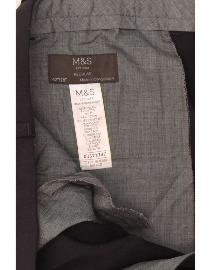 Calça masculina Marks & Spencer Pegged Regular Suit W42 L29 Azul marinho