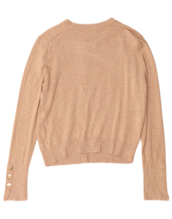 Suéter cardigã feminino Zara Reino Unido 12 viscose bege médio
