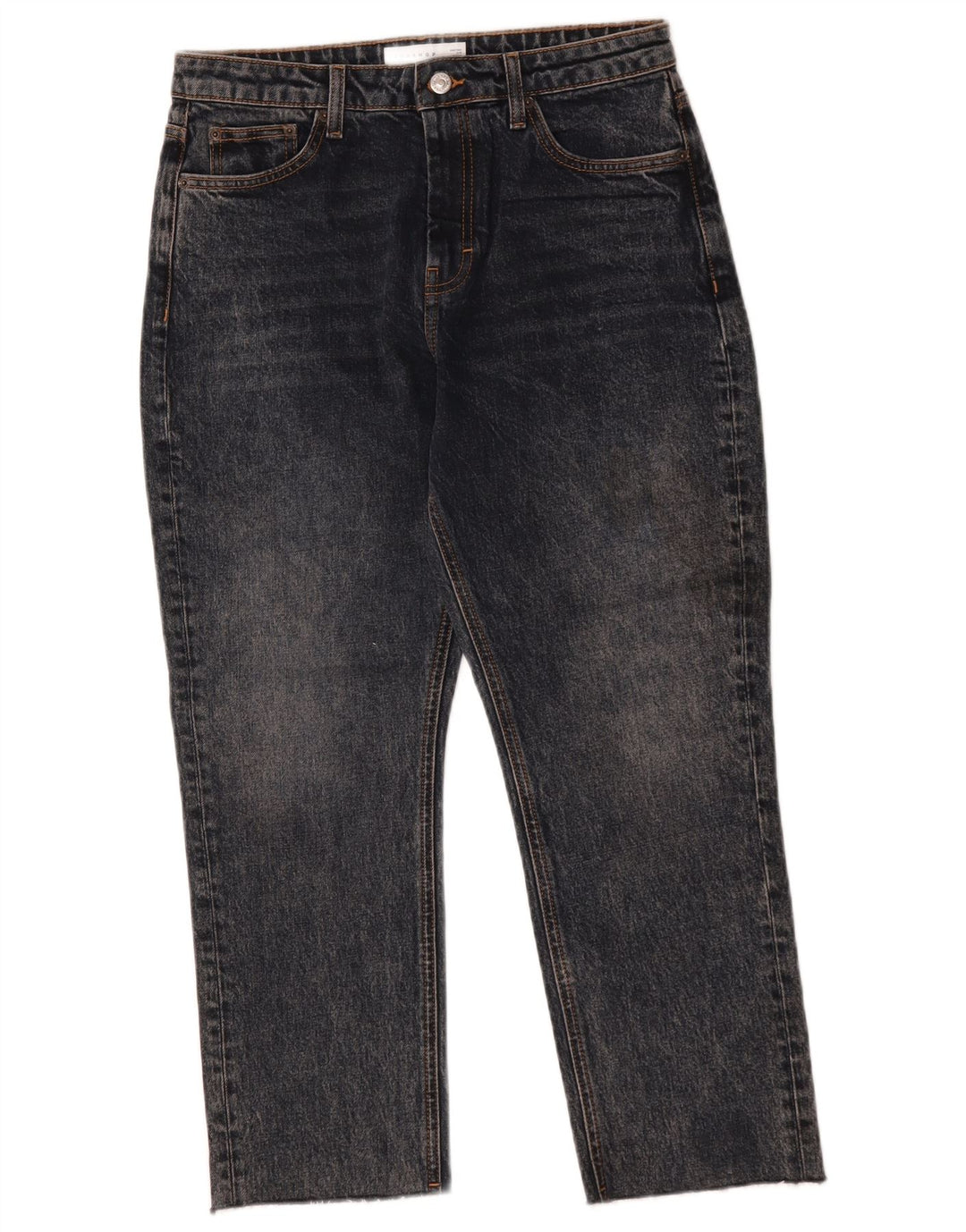 Jeans recortados femininos Topshop W30 L25 algodão preto