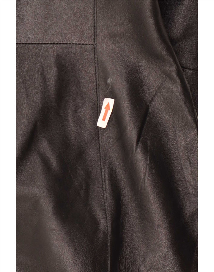 Jaqueta blazer feminina de couro com 2 botões Cofi Reino Unido 12 médio preto