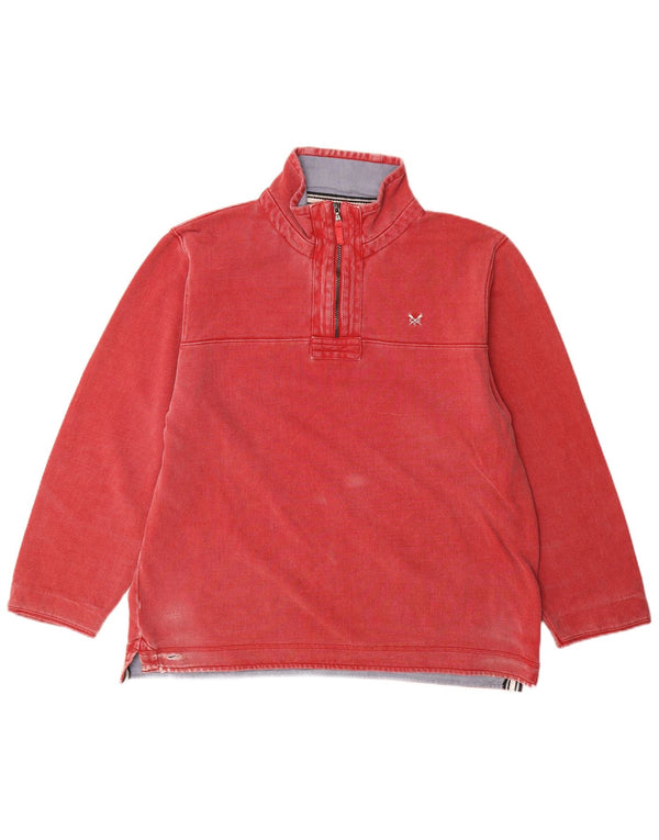 Crew Clothing Mens Zip Neck Moletom Jumper 2XL Algodão Vermelho