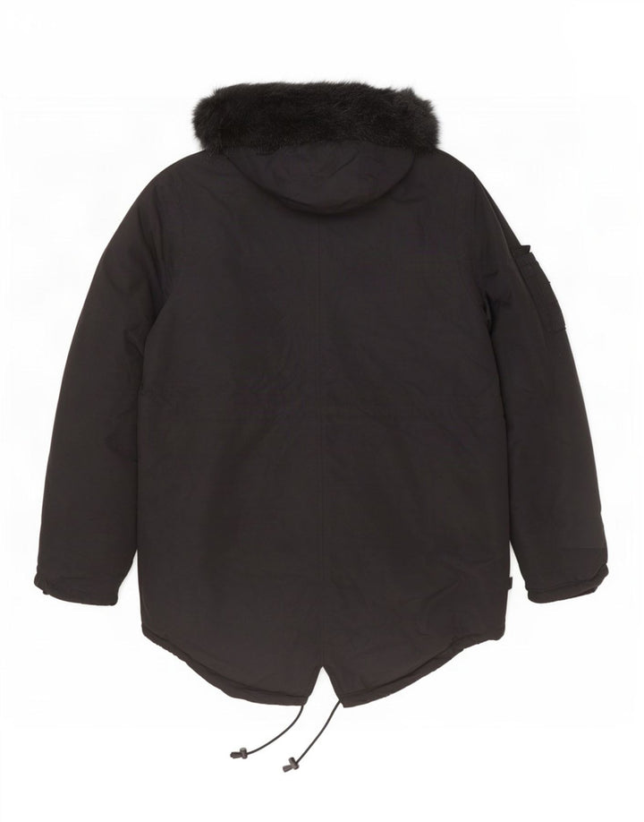 Jaqueta Parka masculina com capuz Bellfield UK 38 poliéster preto médio