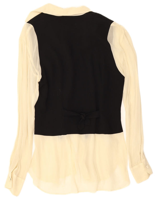 Blusa feminina Moschino Reino Unido 12 médio preto colorblock acetato