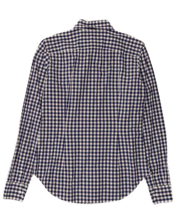 Camisa feminina Ralph Lauren EUA 6 algodão guingão azul médio