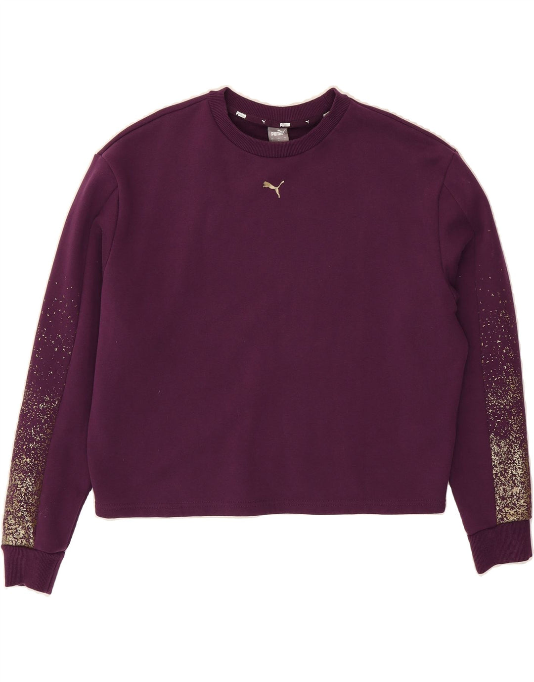 PUMA Womens Crop Sweatshirt Jumper UK 16 Large Purple Cotton Vintage Puma and Second-Hand Puma from Messina Hembry 