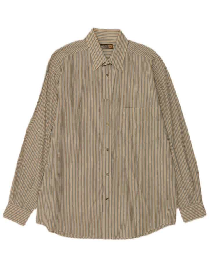 Camisa masculina Stefanel pequena listrada bege