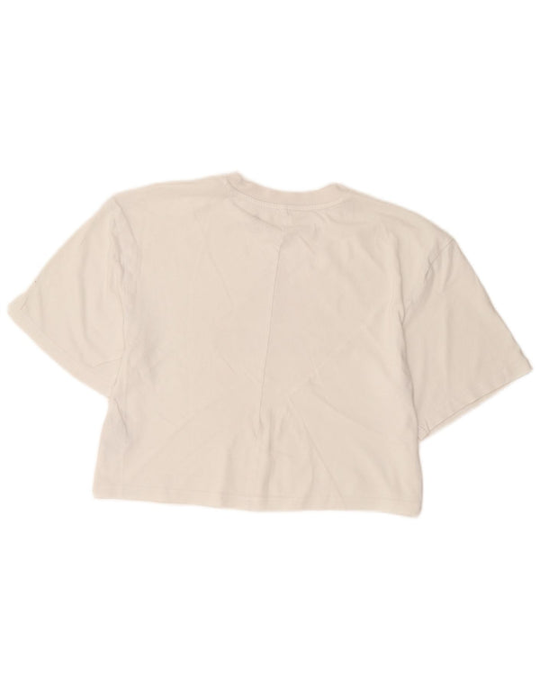 Camiseta Adidas Feminina Crop Graphic Top UK 6 XS Algodão Branco