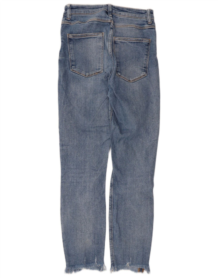 Zara Jeans femininos desgastados slim EU 38 pequeno W28 L26 azul
