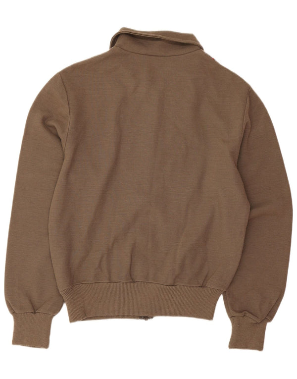 Suéter cardigã masculino vintage IT 46 pequeno marrom colorblock acrílico