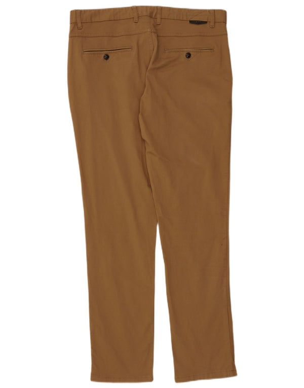 Zara Mens Slim Chino Calças EU 44 Grande W34 L31 Algodão Marrom