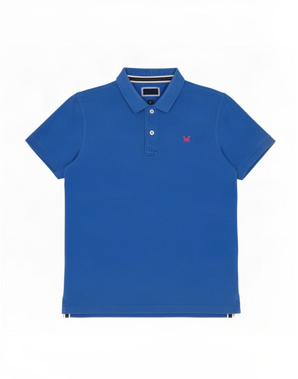 Camisa polo masculina Crew Clothing algodão azul médio