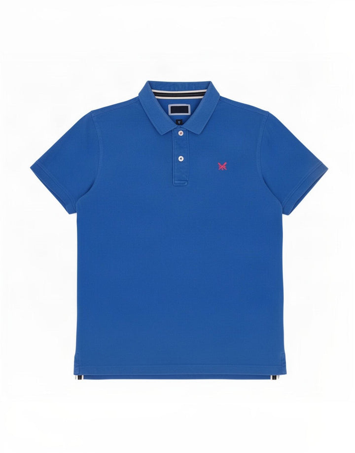 Camisa polo masculina Crew Clothing algodão azul médio