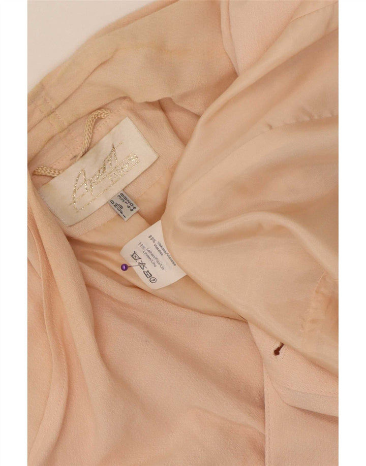 Jaqueta blazer feminina vintage com peito duplo Reino Unido 12 viscose rosa médio
