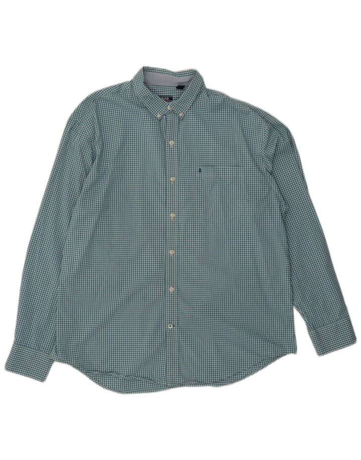 Camisa masculina Izod grande algodão guingão azul