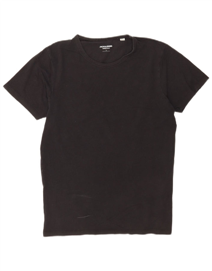 Camiseta masculina Jack & Jones grande algodão preto