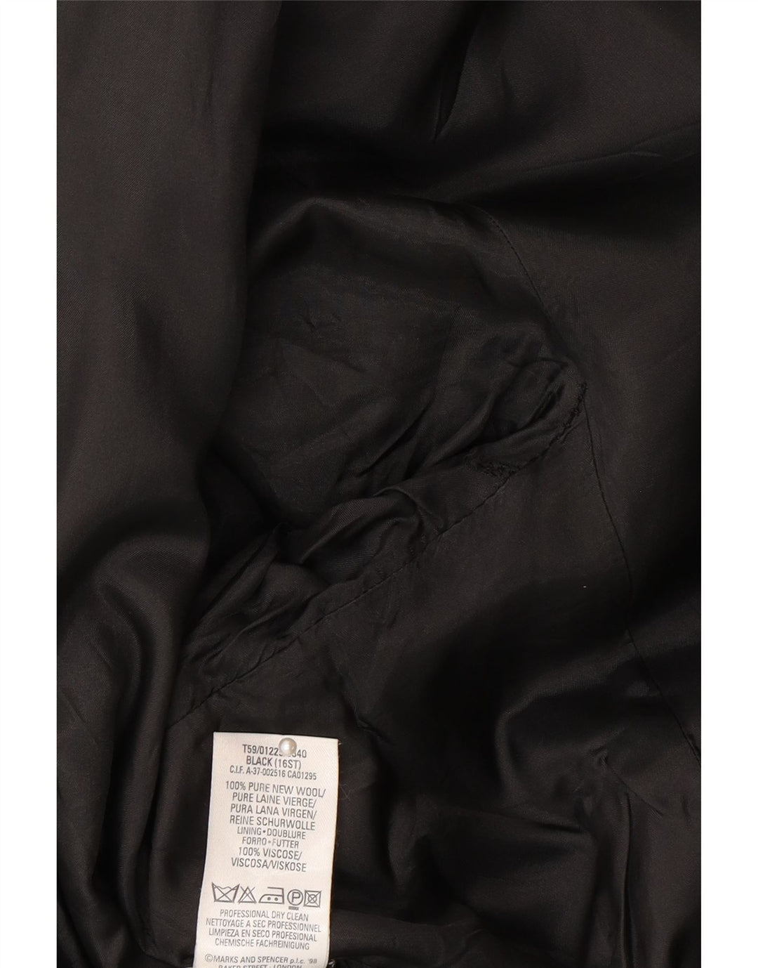 Jaqueta blazer feminina Marks & Spencer com 1 botão Reino Unido 16 grande lã preta
