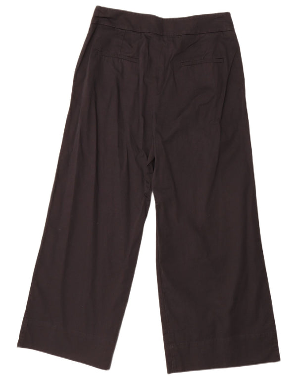 Calça feminina Marella com perna larga cortada UK 10 pequena W30 L26 algodão preto