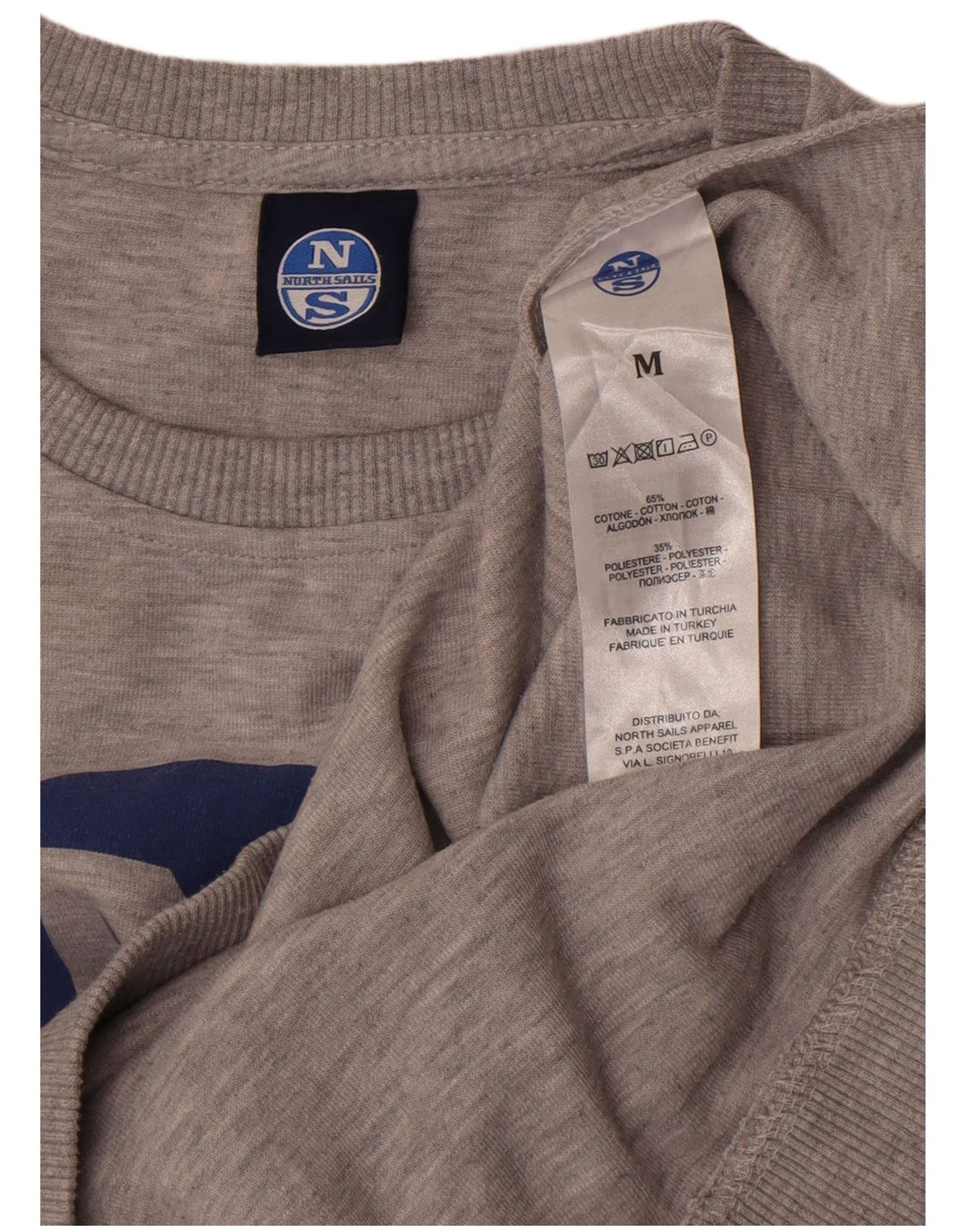 North Sails moletom gráfico masculino jumper médio cinza algodão manchado