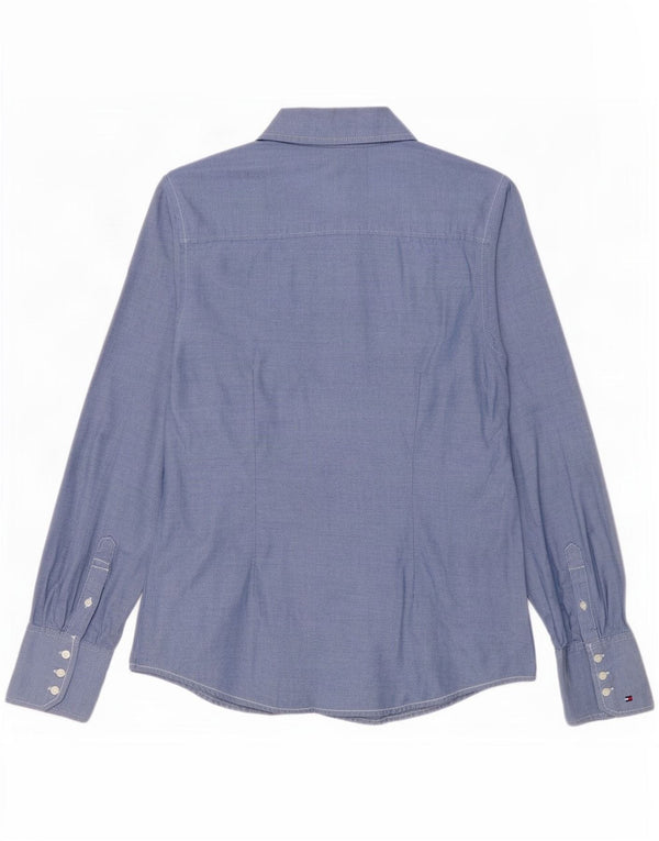 Camisa feminina Tommy Hilfiger UK 12 algodão azul médio
