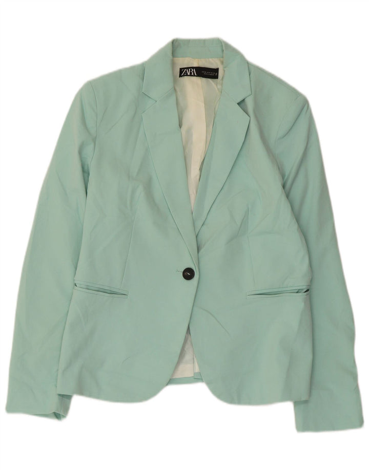 Jaqueta blazer feminina Zara com 1 botão EU 40 poliéster verde médio