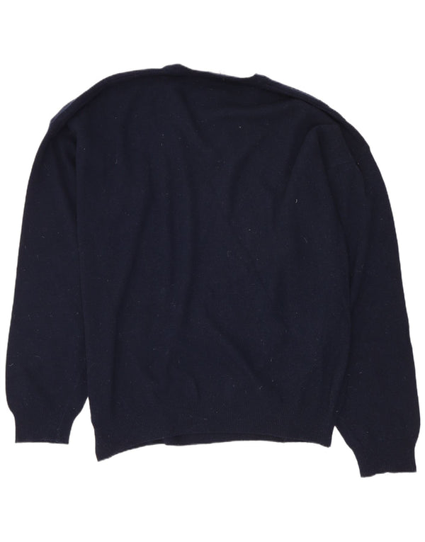 Suéter masculino Sergio Tacchini com decote em V 2XL lã azul marinho