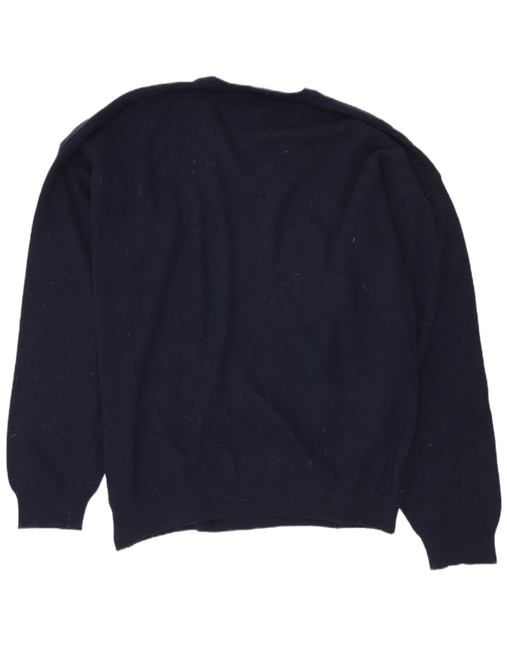 Suéter masculino Sergio Tacchini com decote em V 2XL lã azul marinho