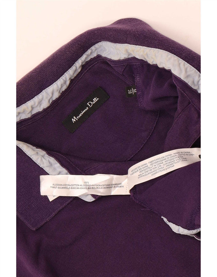 Camisa polo masculina Massimo Dutti de algodão roxo médio