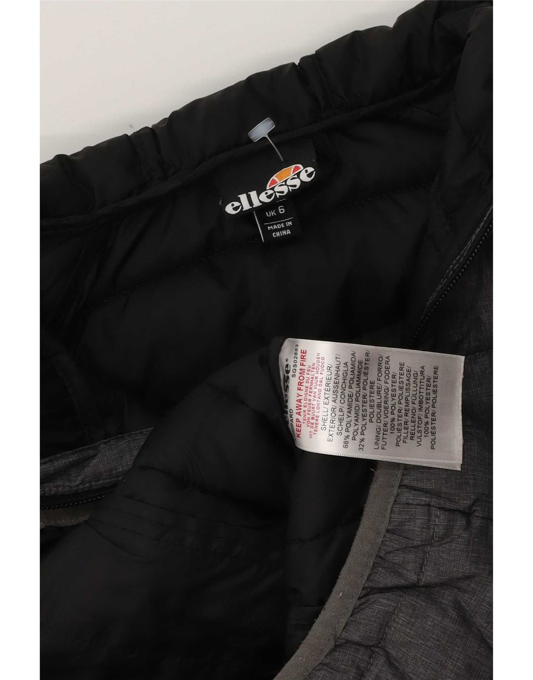 Jaqueta acolchoada com capuz feminina Ellesse UK 6 XS poliéster cinza