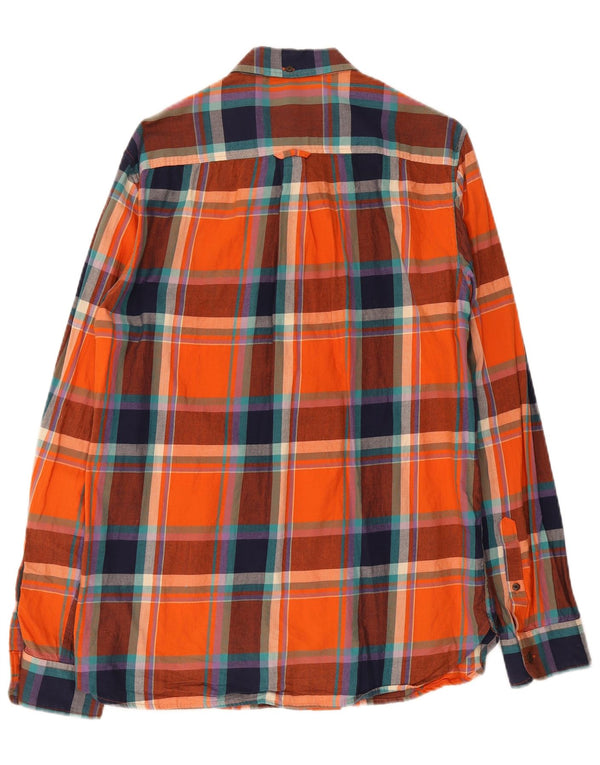 Camisa masculina de flanela Superdry grande algodão xadrez laranja