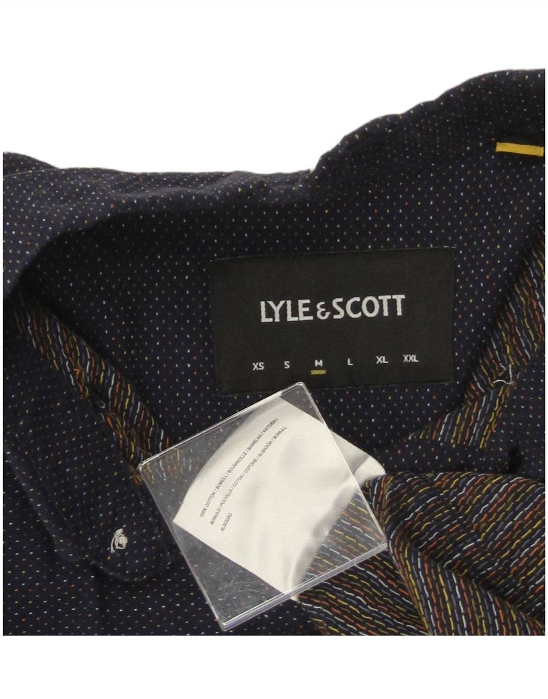 Camisa masculina LYLE & SCOTT de algodão manchado azul marinho médio