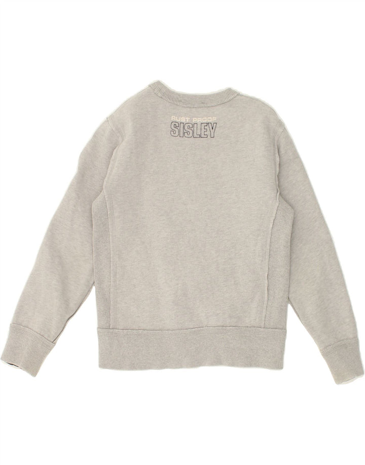 SISLEY Boys Graphic Sweatshirt Jumper 7-8 Years Medium Grey Cotton Vintage Sisley and Second-Hand Sisley from Messina Hembry 