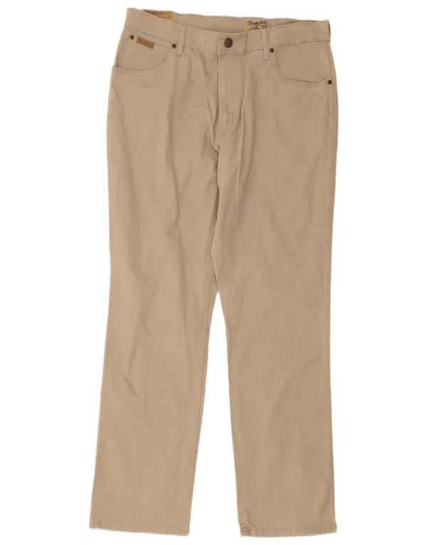 Wrangler Calça masculina reta casual W36 L32 algodão bege